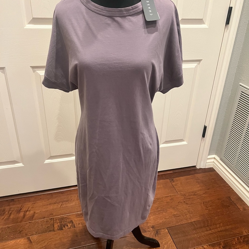 Chaser Muted Purple Crew Neck T-shirt Dress